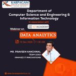Karpagam Institute of Technology - Webinar on Data Analytics