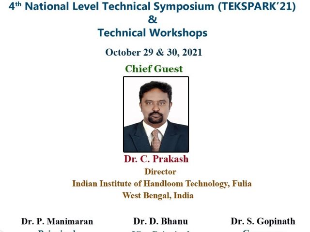 National Level Technical Symposium (TEKSPARK’21) - KIT - Best colleges for artificial intelligence in Coimbatore